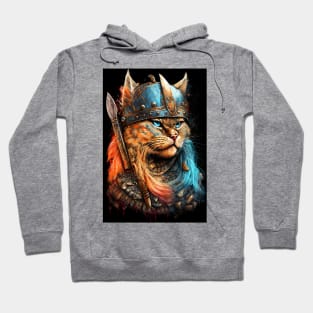 Viking Cat Portrait Painting Hoodie